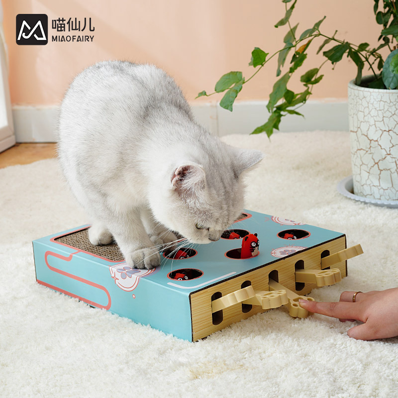 喵仙儿宠物实木打地鼠玩具猫咪玩具瓦楞纸猫抓板猫猫用品逗猫玩具