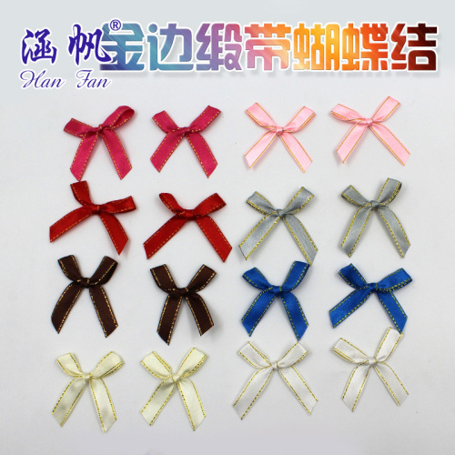 Factory Direct Sales Spot Golden Edge Ribbon Hand Bow Gift Box Accessories Ribbon Clothing Accessories Ribbon