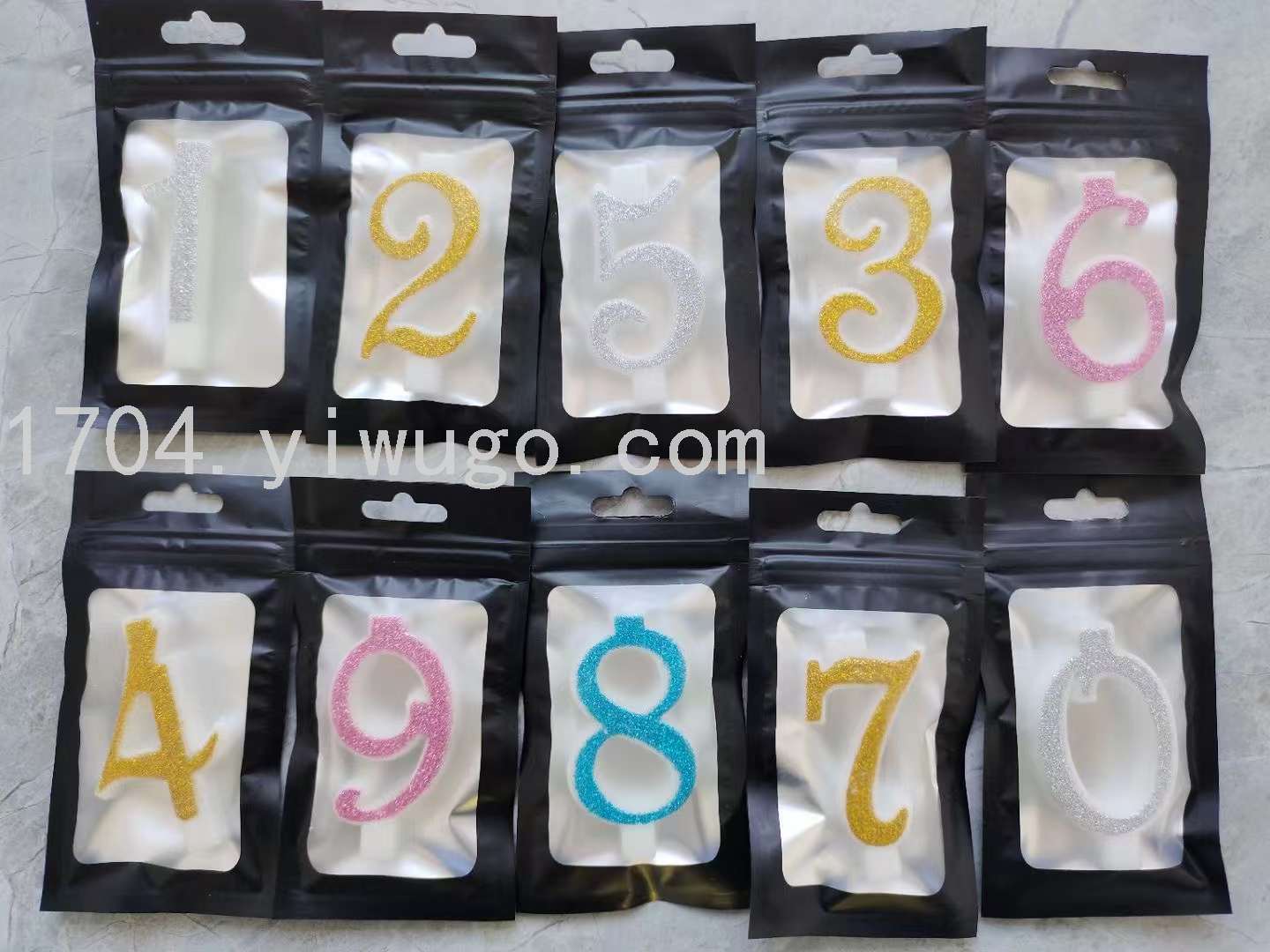 新款金葱粉生日蜡烛蛋糕专用0-9数字蜡烛派对 happy birthday
