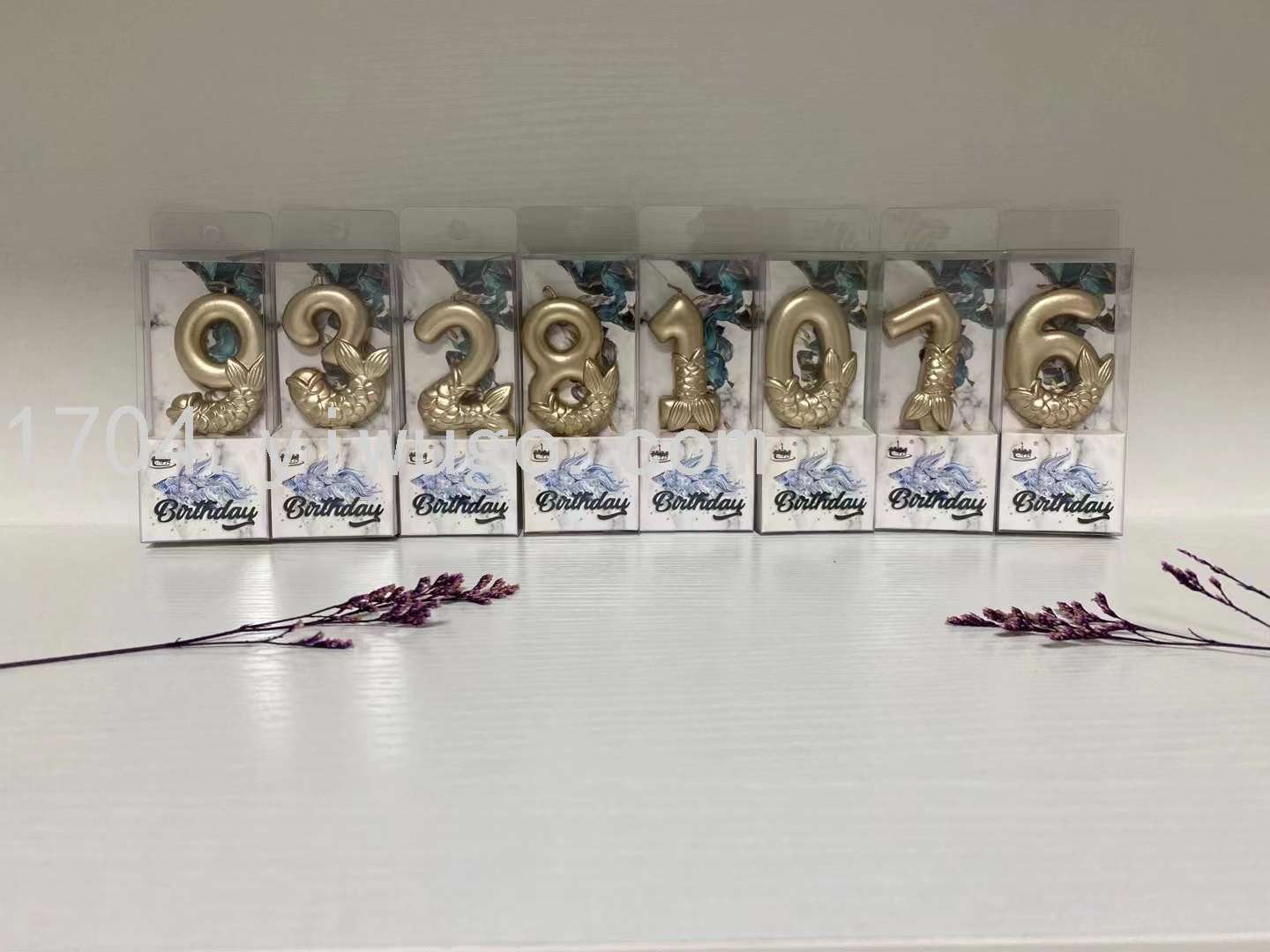 新款数字鱼尾蜡烛0-9ins风生日派对蛋糕数字插件