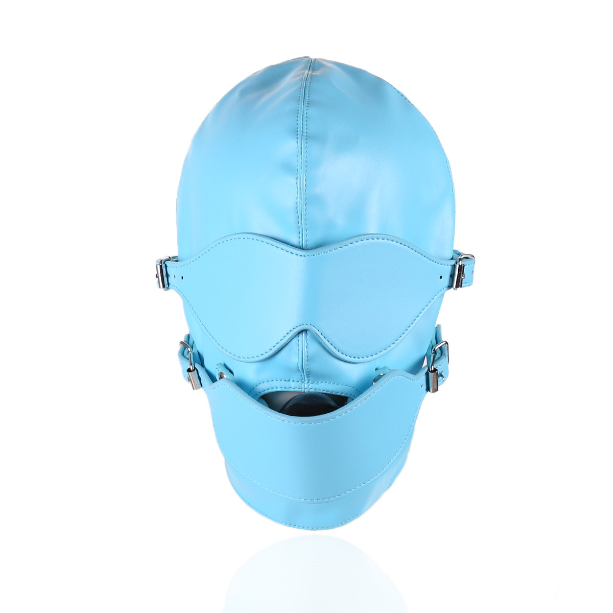 成人SM情趣性用品玩个天蓝色全包窒息面罩束缚眼罩口塞套装头套