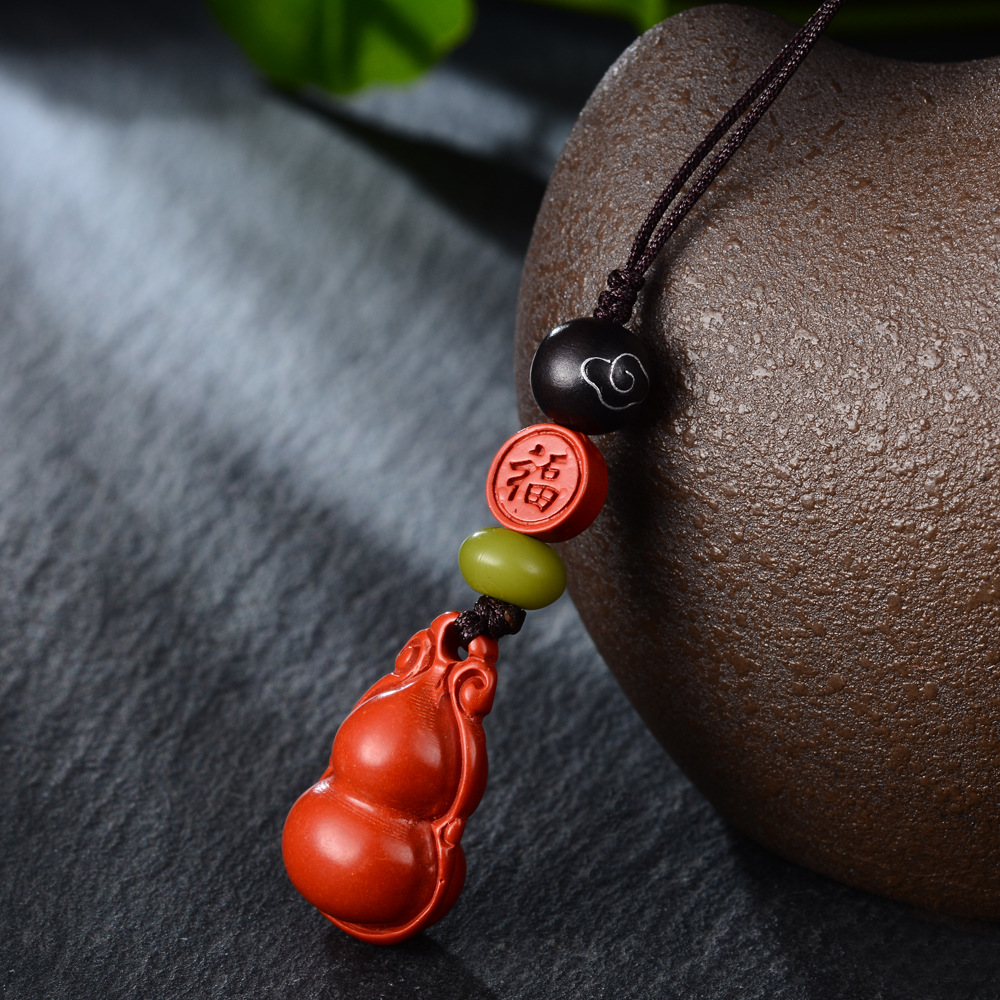 朱砂平安葫芦复古风手机链挂绳挂手短款流苏挂件吊饰中国风文艺