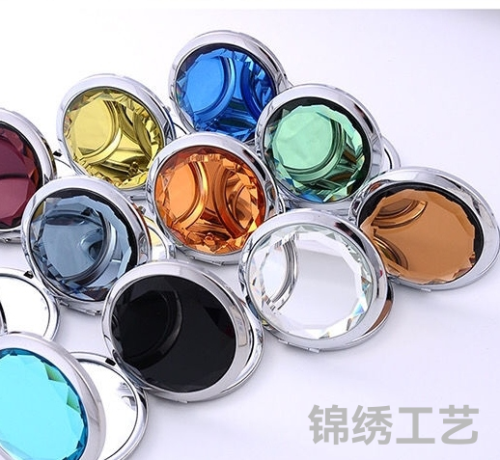 Double-Sided Folding Crystal Multi-Color Portable Fashion Makeup Mirror
