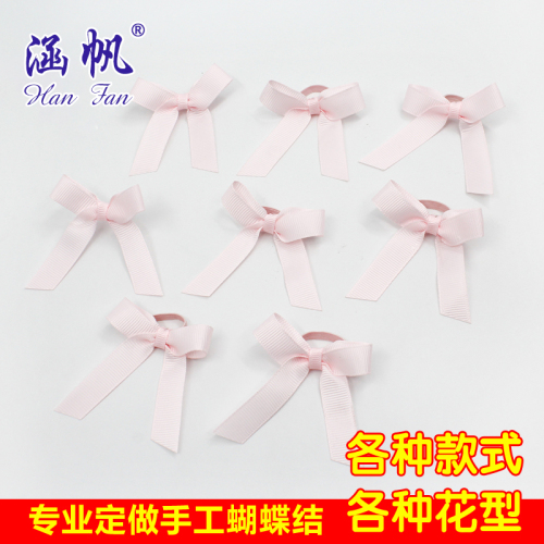 factory direct 1cm ribbon printing dot winding bow， girls‘ clothing accessories ribbon handmade flower