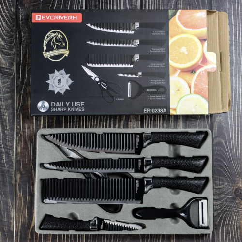 six-piece stainless steel knife set pp handle household chef knife cutting fruit kitchen knife gift set