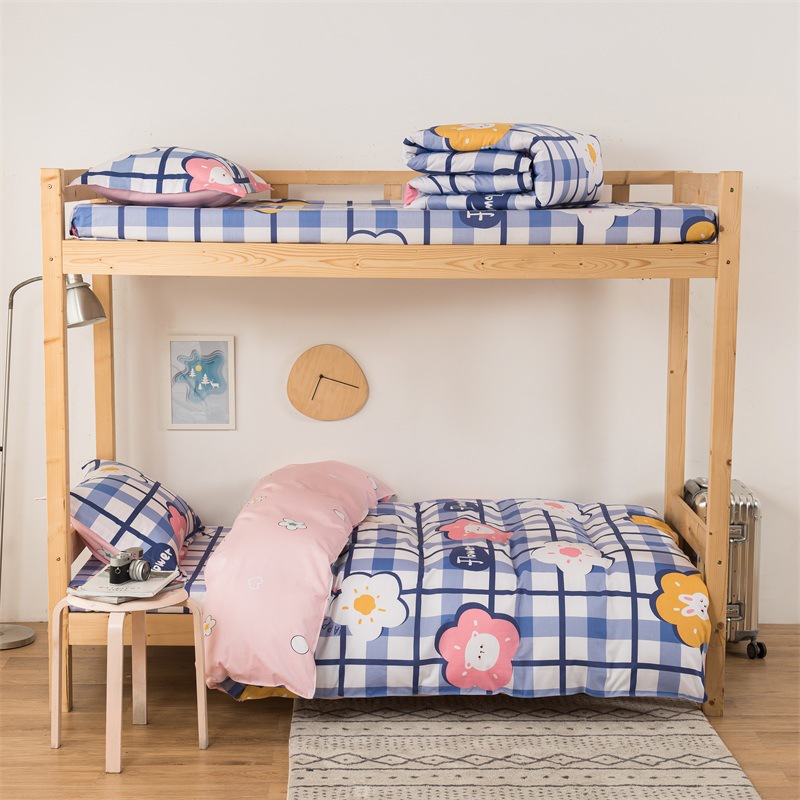 厂家直销全棉三件套多件套学生工厂宿舍0.9米1.0米幼儿园床上用品