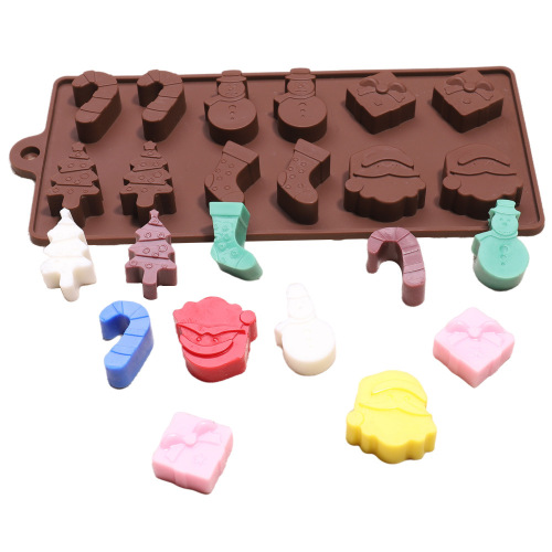 2 Even 6 Sets of Christmas Series Silicone Chocolate Mold Ice Tray Cookie Cutter Santa Claus Head Jelly/Pudding Mold