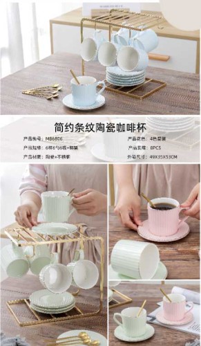 simple striped ceramic coffee cup mug ceramic cup with lid coffee cup household couple water cup tea cup