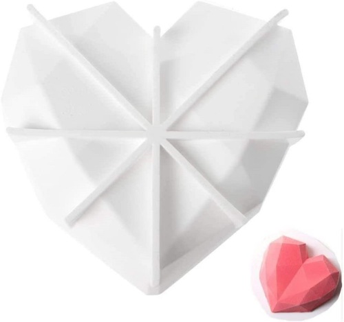 In Stock Wholesale M Word Great Diamond Heart-Shaped Silicone Mousse Cake Mold Baking Heart-Shaped Mold