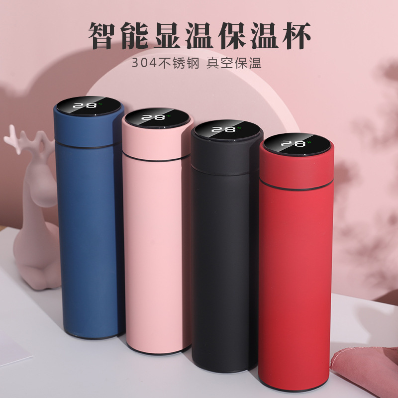 304不锈钢保温杯智能温显商务直身杯测温车载水杯礼品杯子温度杯
