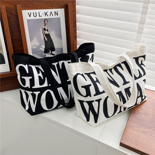 Bag Women‘s New Women‘s Bag Fashion Printing Letter Canvas Bag Shoulder Tote Bag Portable Shopping Canvas Bag