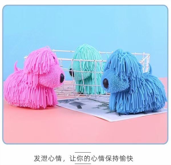 跨境宠物狗狗弹性面条软胶玩具电动走路音乐小狗儿童玩具