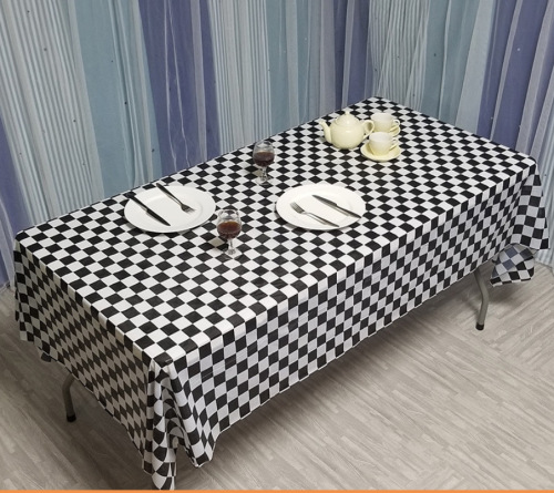 Colored Racing Flag Black and White Plaid Tablecloth Disposable Thickened Plastic Red Plaid Tablecloth Dot Tablecloth
