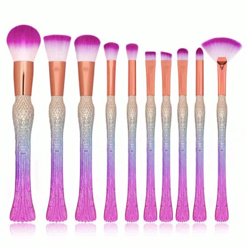 10 Makeup Brushes Gradient Color Set Colorful Gradient Beauty Tools Full Set Cross-Border E-Commerce