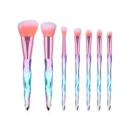 7 PCs Crystal Diamond Handle Makeup Brush Set PVC Packaging Eye Shadow Brush Powder Foundation Brush Beauty Makeup Tools