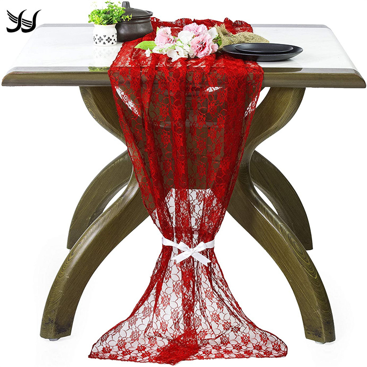 亚马逊热销蕾丝桌旗白色主题婚礼家居装饰桌旗27*120table runner