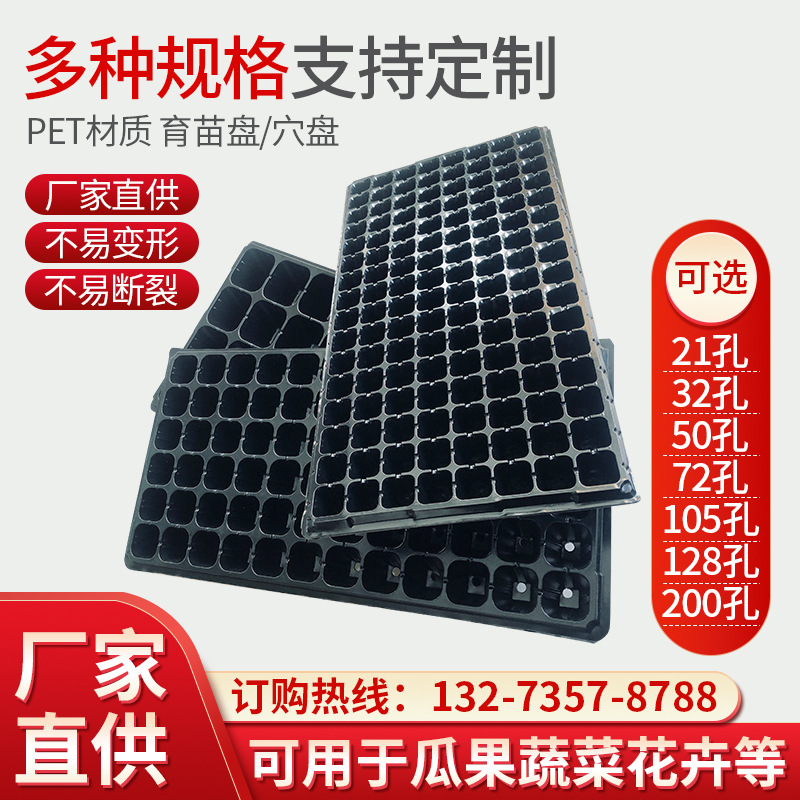 PET育苗盘蔬菜多肉植物育苗盒扦插秧苗盘林木加厚深穴育苗穴盘