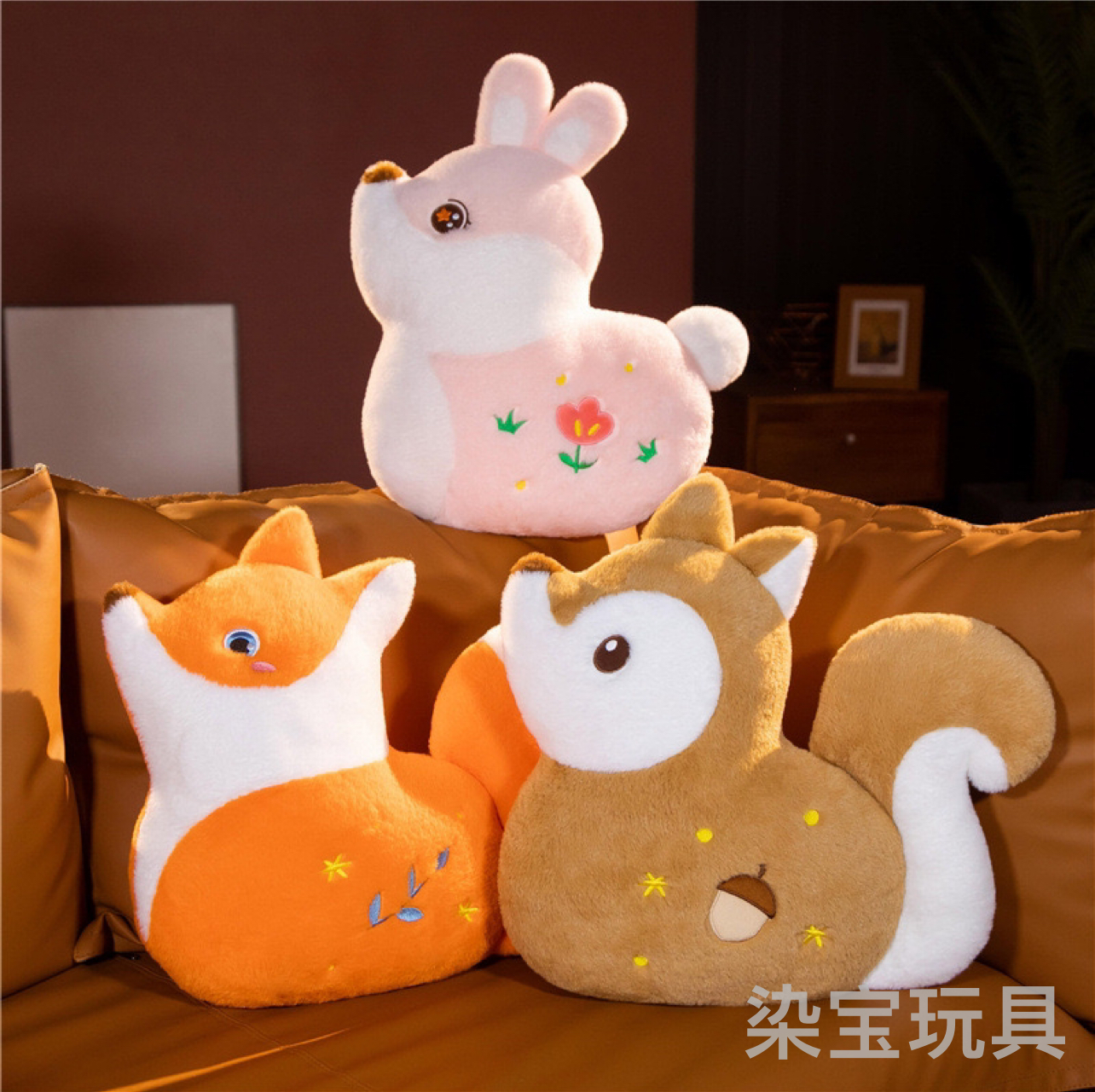 毛绒玩具森林动物系列抱枕玩偶靠垫家居生活女友生日礼物一件代发