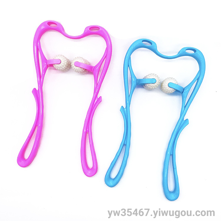 C57-爱尚四轮颈部按摩器手动揉捏健身手持迷你夹脖子颈椎按摩器