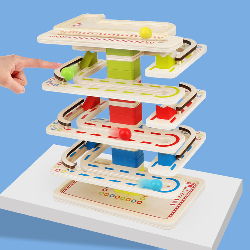 儿童轨道大颗粒滚珠动手动脑玩具益智 男孩女孩小球滑道积木
