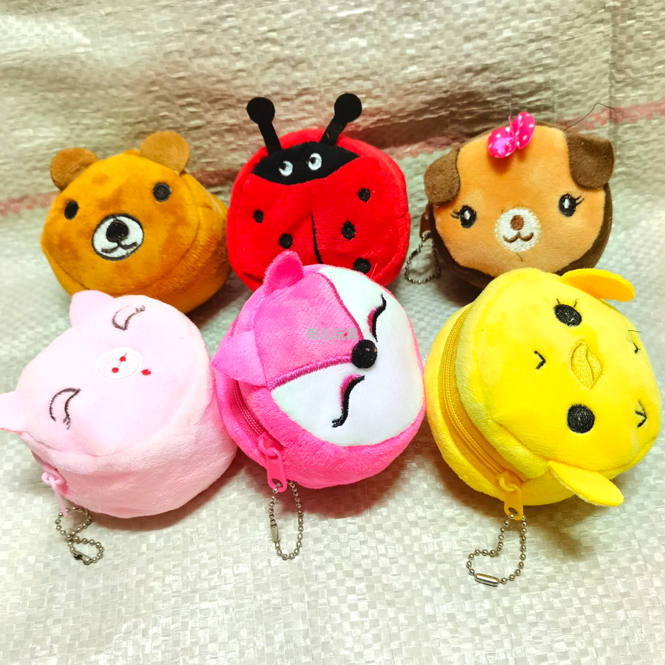 毛绒零钱包儿童零钱包立体圆形钱包硬币包圆形刺绣立体零钱包卡通