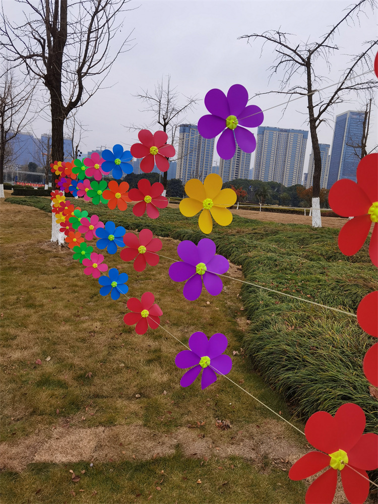 户外风车串式校园喜庆开业典礼婚礼幼儿园装饰田园风车10米10个