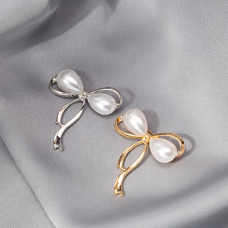 欧美风气质冷淡风珍珠蝴蝶结胸针高档女气质奢华简约配饰别针饰品