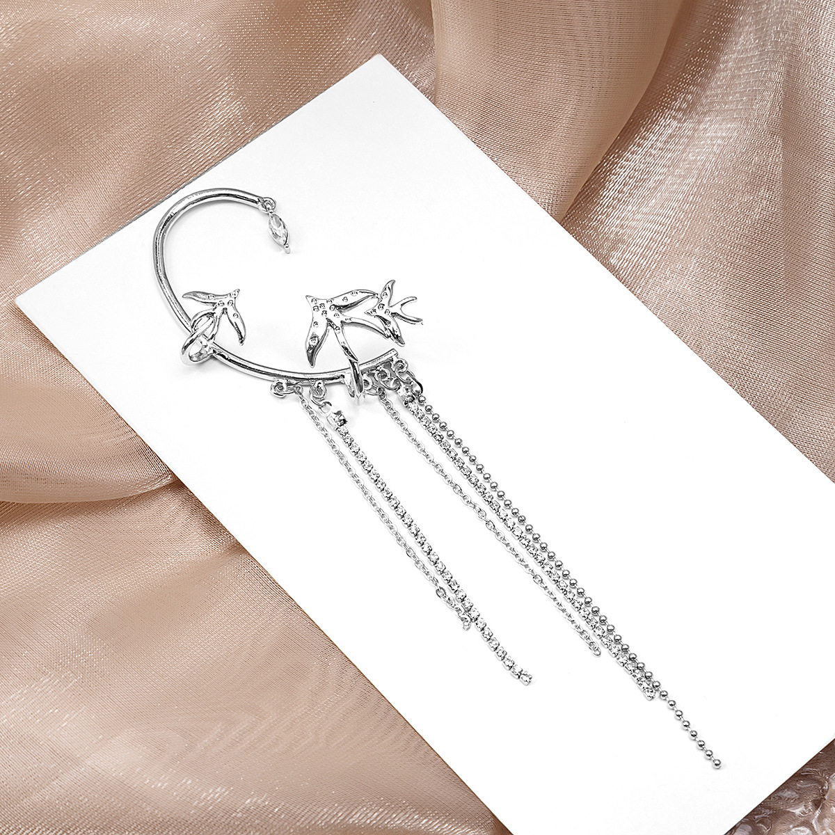 辛芷蕾同款燕子流苏耳夹耳挂法式浪漫超仙靓闪气质流苏唯美耳骨夹