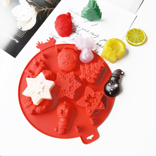 silicone round 7-piece christmas ice cream jelly pudding soap cake mold baking tools