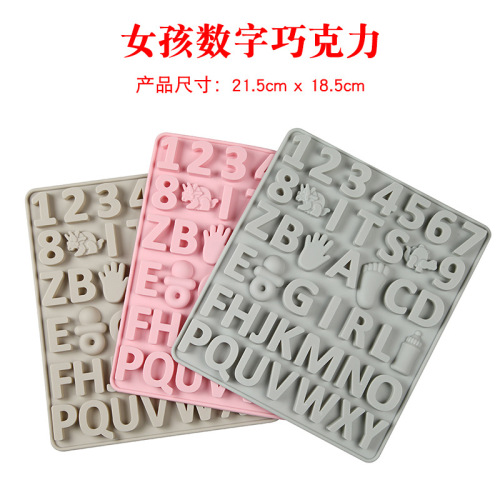 Manufacturer direct Sales New Silicone Girl Letter Number Chocolate Mold Cake Biscuit DIY Cross-Border Hot