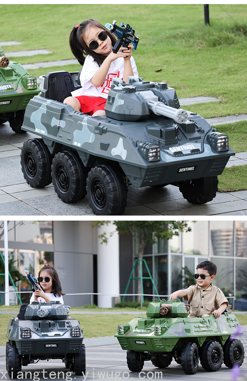 儿童电动车可坐人四驱越野车带遥控宝宝汽车六轮坦克车小孩装甲车一件代发详情17
