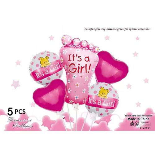 Amazon Boys and Girls Theme Set Blue Pink Gender Reveal Party Aluminum Balloon Five-Piece Set