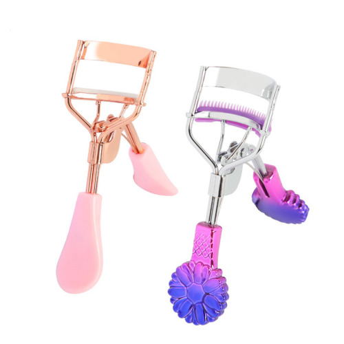 Flower Handle Eyelash Curler Rose Gold Band Comb Curling Device Beauty Carbon Steel Wide Angle False Eye Lashes Beauty Tools