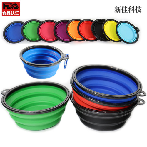 amazon popular dog food pet folding bowl portable dog basin feeding silicone dog bowl pet supplies
