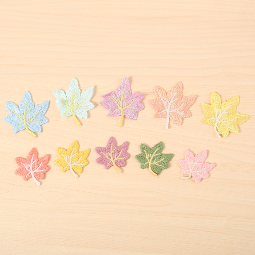 bright line maple leaf embroidered cloth stickers clothing accessories korean color gold thread leaf headwear lace factory direct