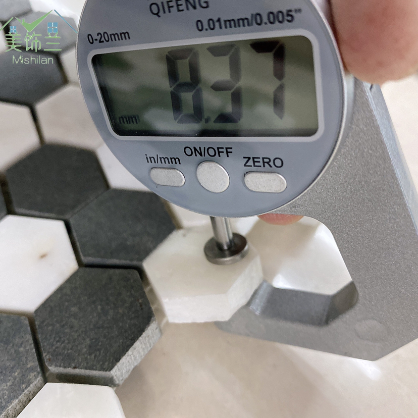 厂家定制黑白六角马赛克大理石背景装饰工装家装可用详情7