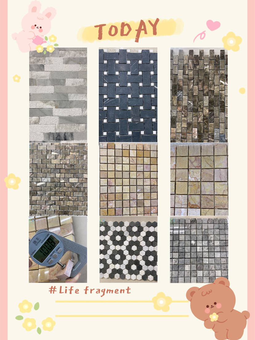 厂家定制黑白六角马赛克大理石背景装饰工装家装可用详情8