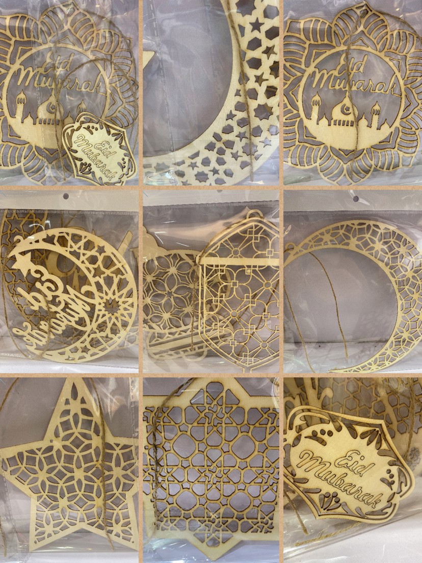 木质开斋节桌面摆件挂件装饰木制挂饰古尔邦节家居装饰详情3