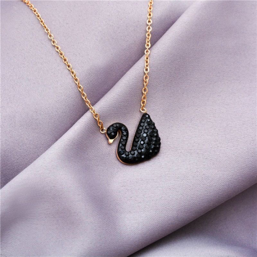 Korean Style New Classic Swan Necklace Women‘s Exquisite Slimming Diamond-Embedded Exquisite Fashion Short Necklace Gifts for Girlfriend