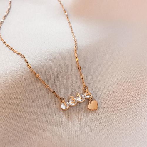 1314 Valentine‘s Day 520 Necklace Female Girlfriends Titanium Steel 18K Rose Gold Clavicle Chain Internet Celebrity Elegant Jewelry