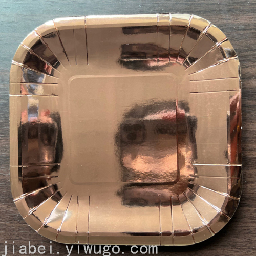 disposable paper tray rose gold glossy paper plate square plate 7-inch plate white cardboard plate factory customized wholesale