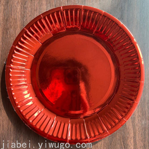 7-inch disc jiabei disposable paper tray customizable glossy red disc disposable paper plate round paper plate