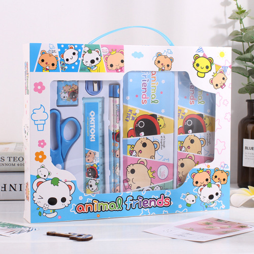 factory stationery set wholesale children exquisite with scissors gift box stationery kindergarten birthday gift package