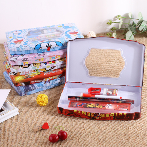 relief pattern oversized tinplate stationery box stationery set children gift box prizes factory direct sales