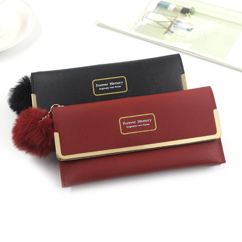 in stock women‘s long wallet fashion simple solid color iron edge wallet clutch clutch purse coin purse card holder