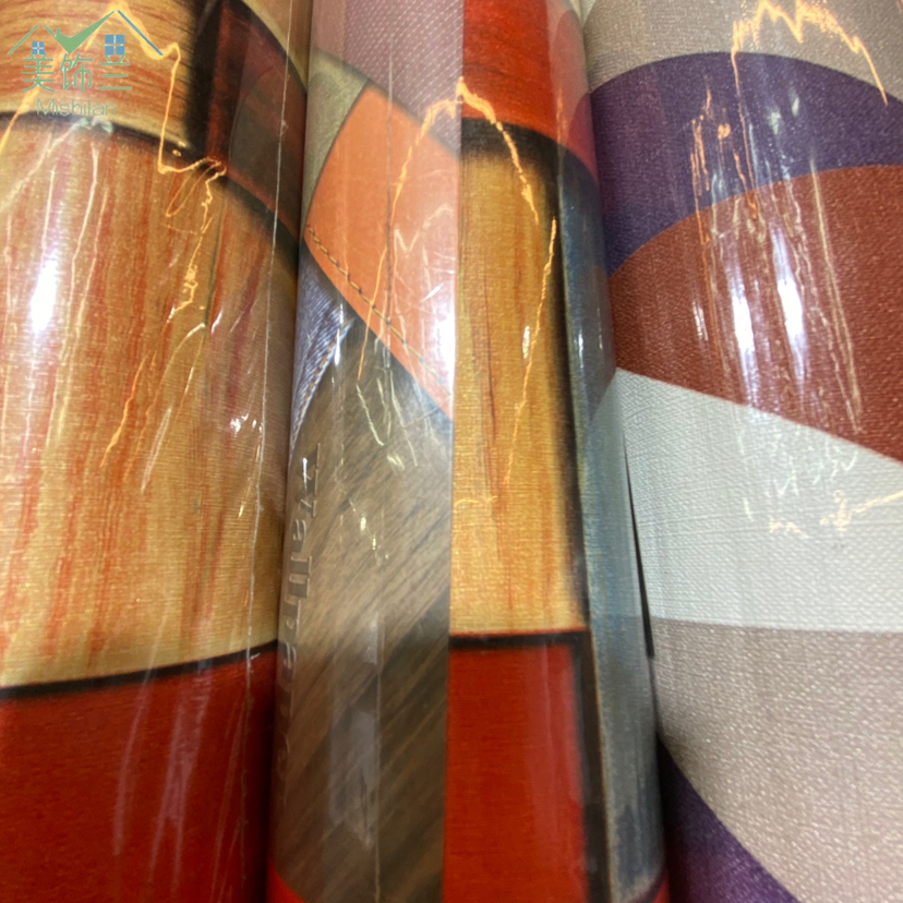 防潮 防水墙纸 3D花纹仿真几何图形PVC非自粘无胶刷胶不带背胶壁纸详情6