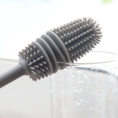 Household Long Handle Silicone Brush Cup Brush no Dead Angle Household Nipple Brush Kitchen Cleaning Washing Cup Brush Artifact Bottle Brush