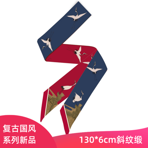 Retro Chinese Style Red Silk Scarf Small Strip Female Spring Summer Tie Hair Arm Bag Handle Ribbon Thin Narrow Neckerchief