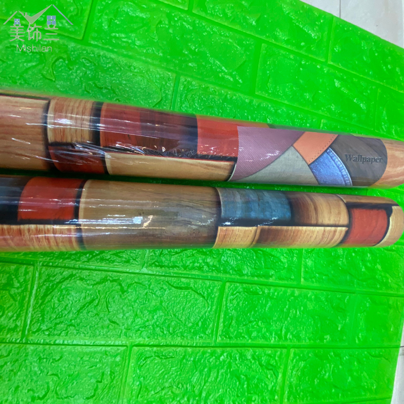 防潮 防水墙纸 3D花纹仿真几何图形PVC非自粘无胶刷胶不带背胶壁纸详情5