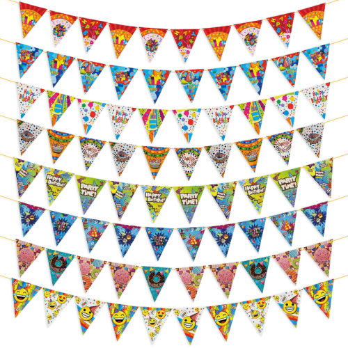 Happy Birthday Donut Expression Birthday Arrangement Family Party String Flag Triangle Paper Pull Flag